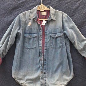 NWT AEO Flannel Aline Denim Shirt